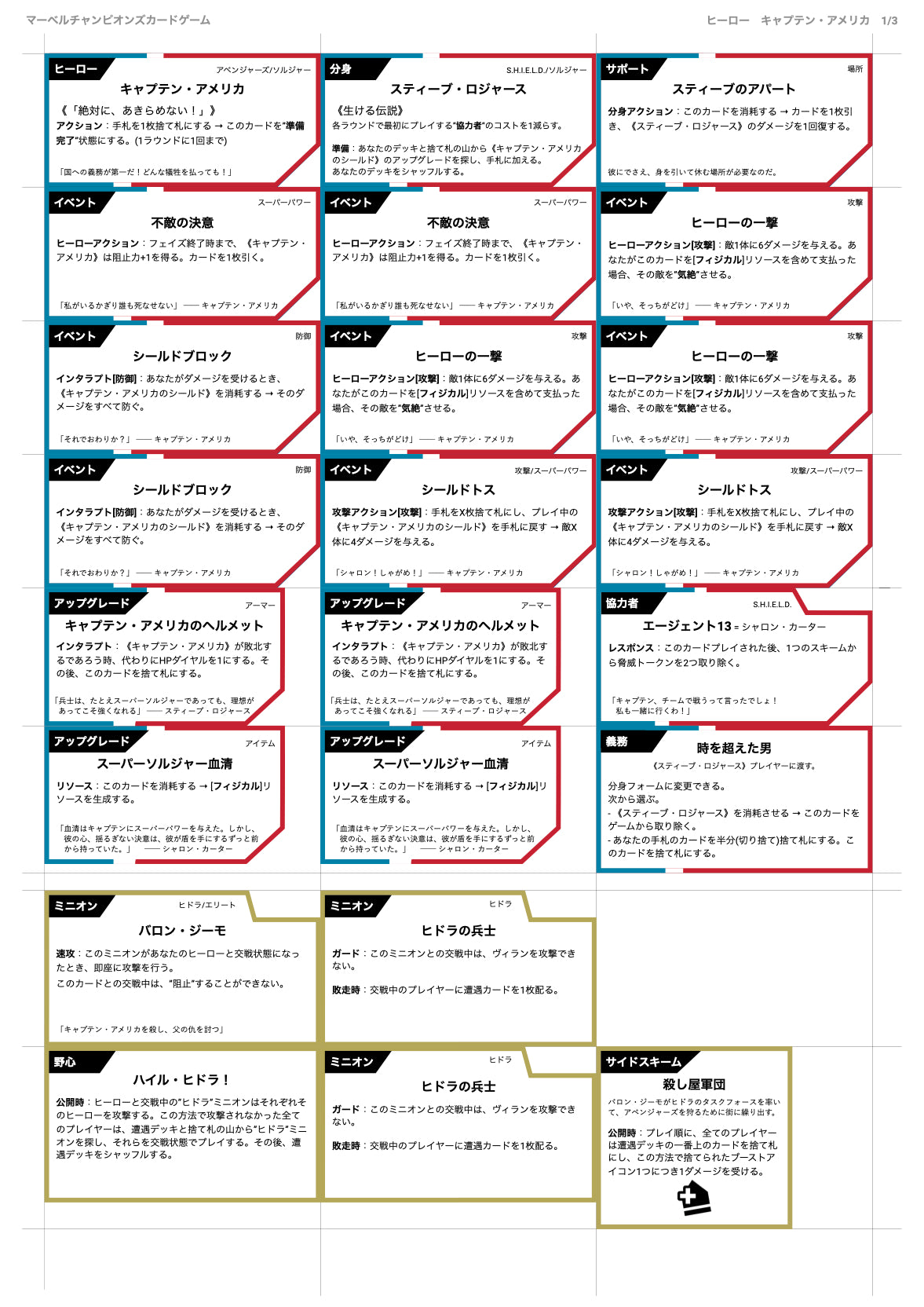 マーベルチャンピオンズ：カードゲーム』ヒーローパック：キャプテン 